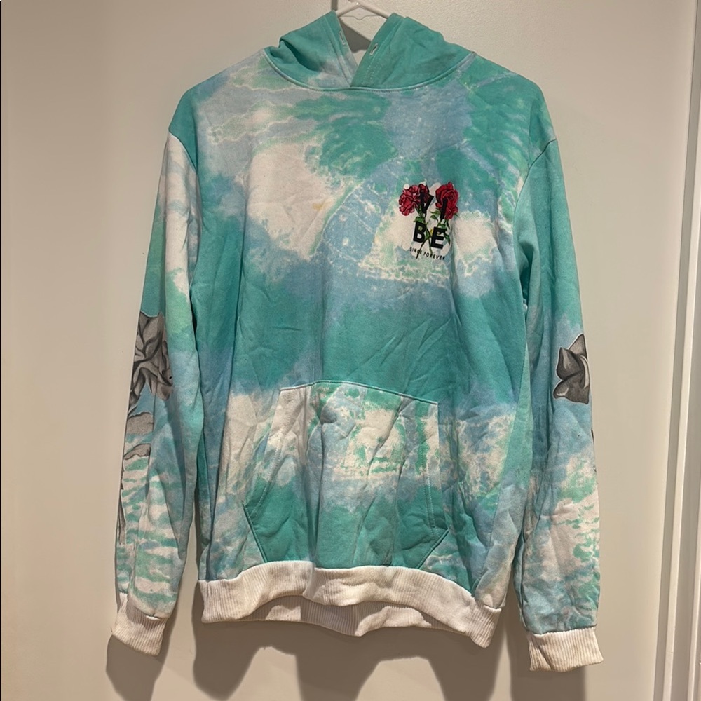Embroidered Aqua Hoodie